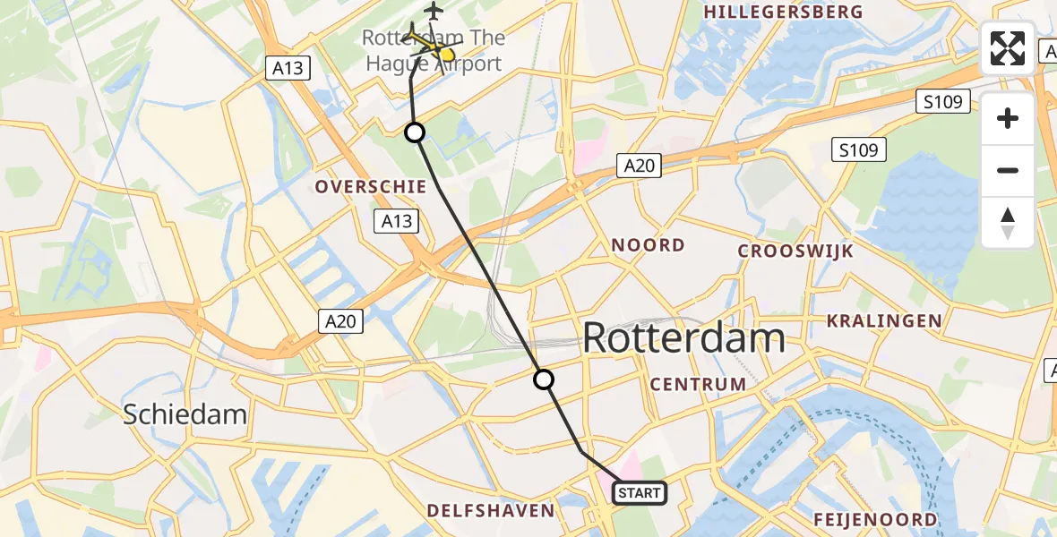 Routekaart van de vlucht: Lifeliner 2 naar Rotterdam The Hague Airport, Persijnstraat