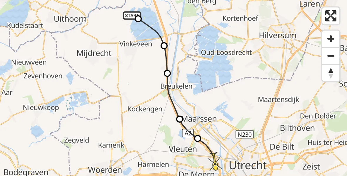 Routekaart van de vlucht: Politiehelikopter naar Utrecht, Zandeiland vijf