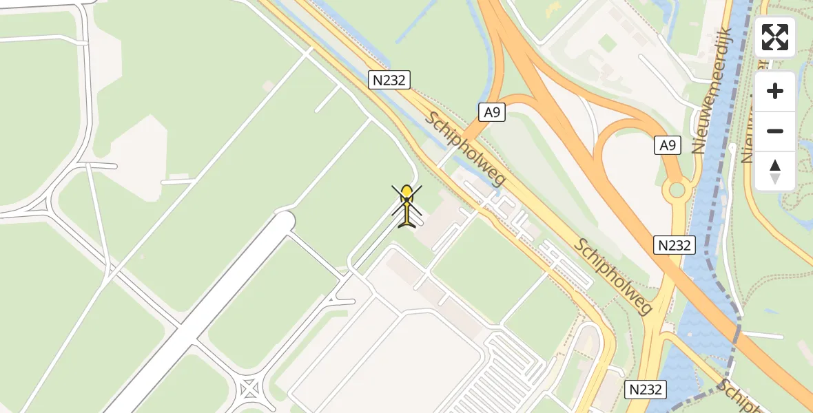 Vluchtroute Politiehelikopter van Schiphol naar Schiphol