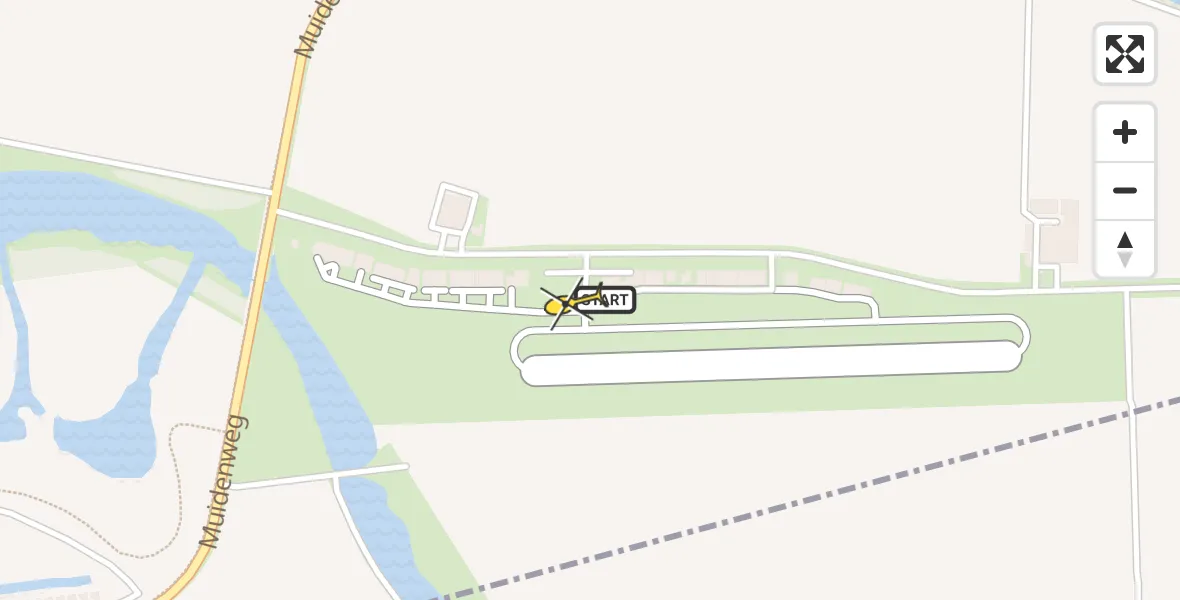 Routekaart van de vlucht: Politieheli naar Vliegveld Midden-Zeeland, Calandweg