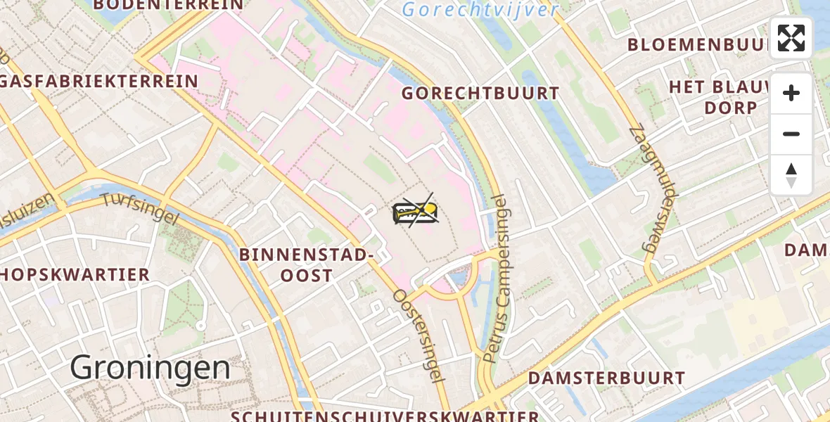 Routekaart van de vlucht: Lifeliner 4 naar Universitair Medisch Centrum Groningen, Poortweg