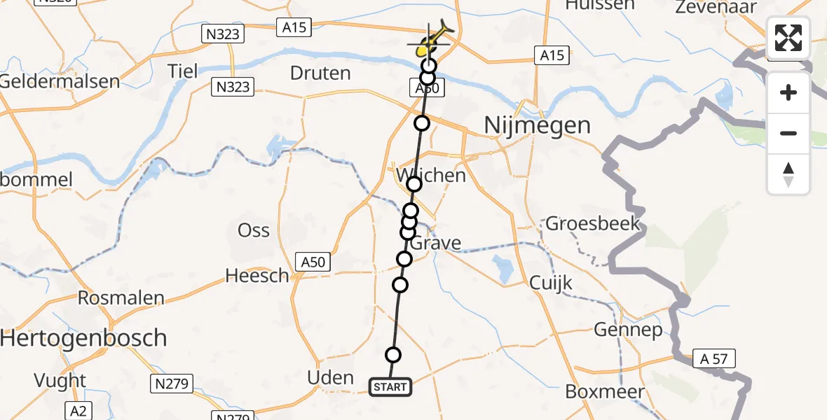 Routekaart van de vlucht: Lifeliner 3 naar Herveld, Houtvennen