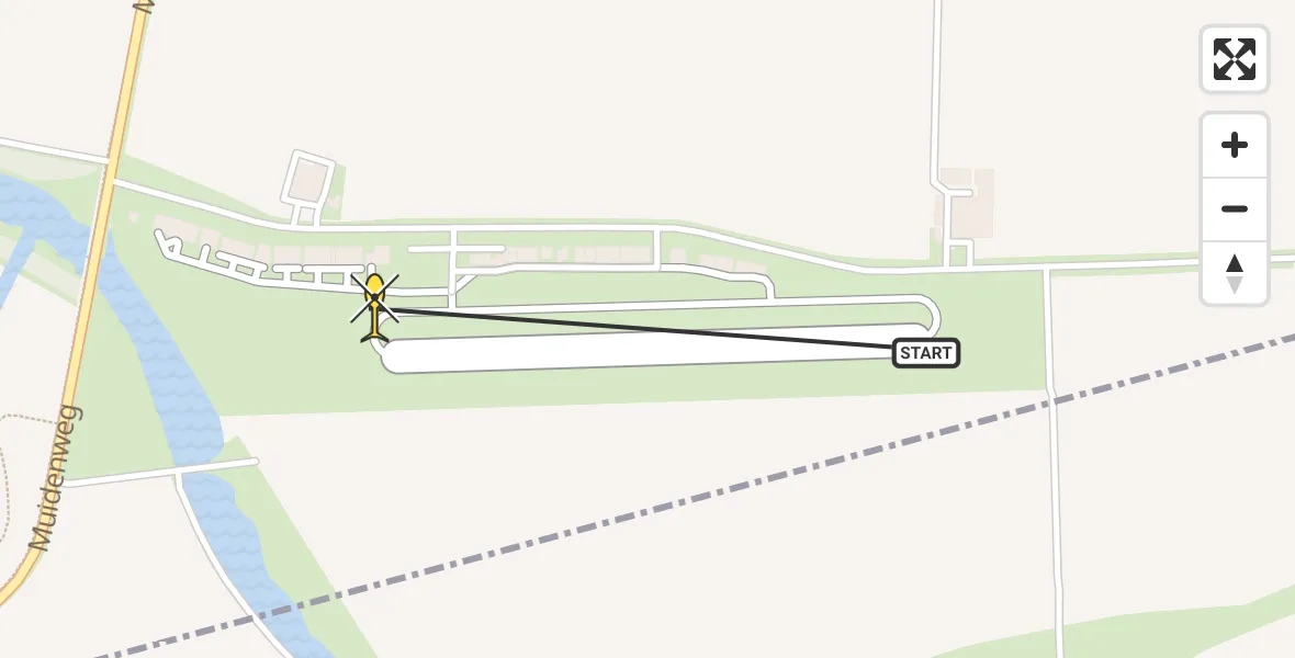 Routekaart van de vlucht: Kustwachthelikopter naar Vliegveld Midden-Zeeland, Calandweg