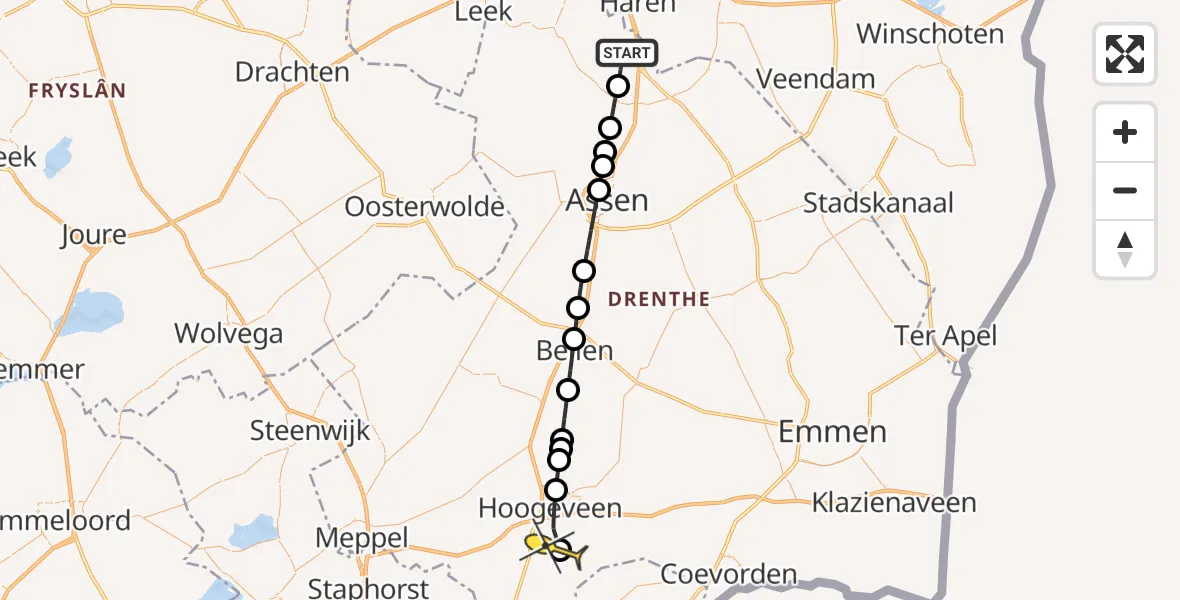 Routekaart van de vlucht: Lifeliner 4 naar Alteveer, Moespot