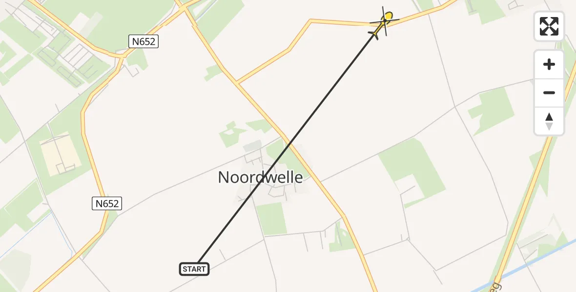 Routekaart van de vlucht: Politiehelikopter naar Noordwelle, Kuijerdamseweg