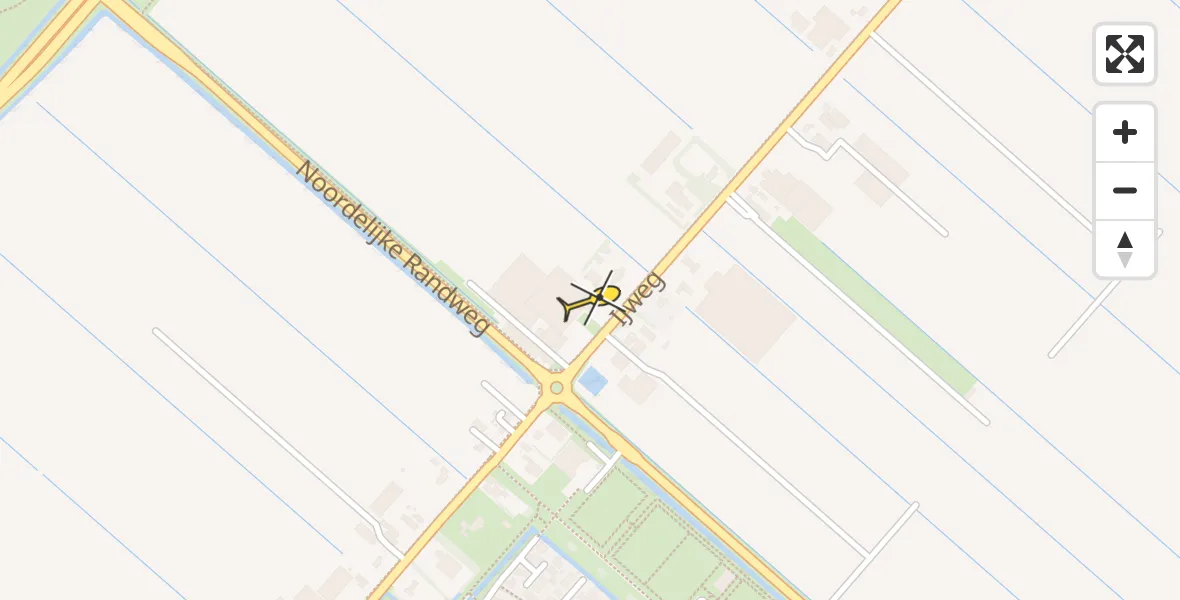 Routekaart van de vlucht: Politieheli naar Nieuw-Vennep