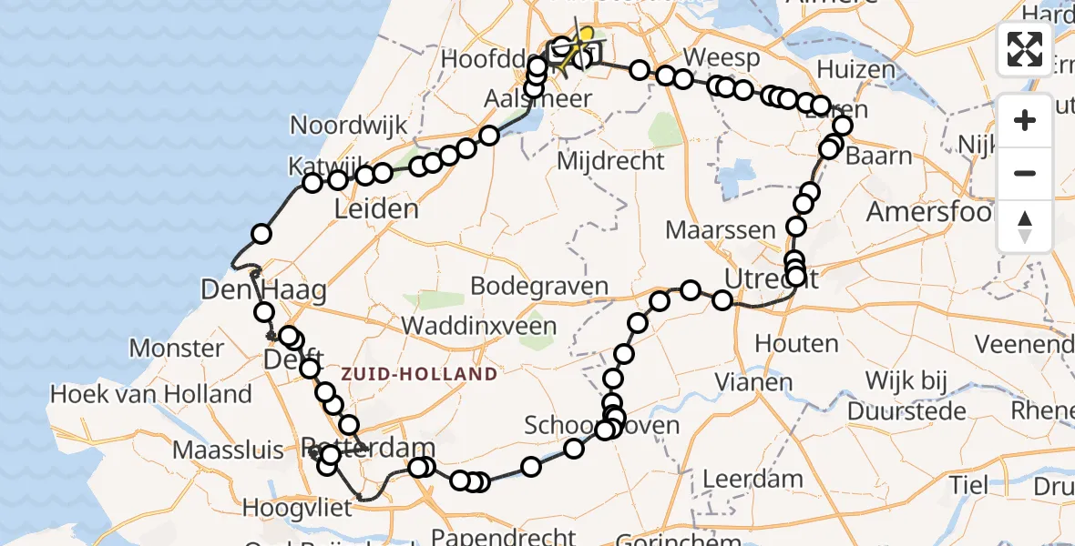 Routekaart van de vlucht: Politieheli naar Schiphol, Brugstraat