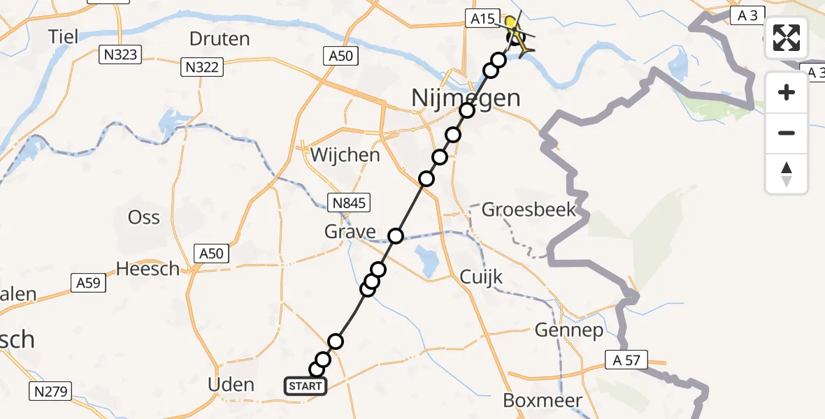 Routekaart van de vlucht: Lifeliner 3 naar Bemmel, Houtvennen