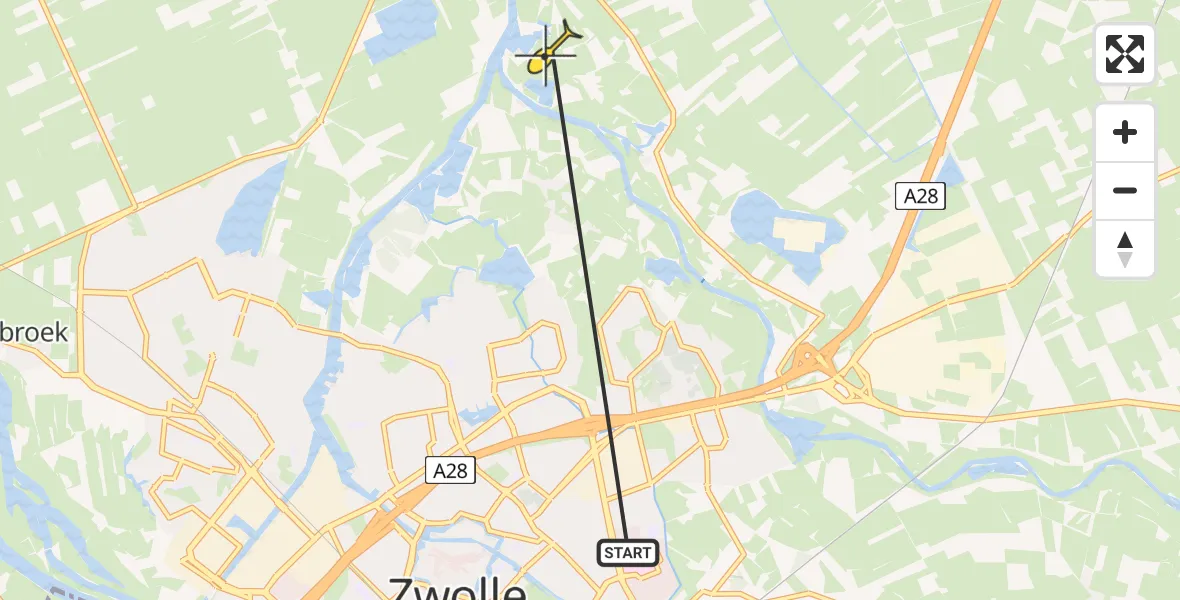 Routekaart van de vlucht: Lifeliner 4 naar Hasselt, Gennerdijk