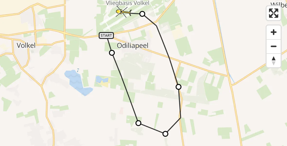 Routekaart van de vlucht: Lifeliner 3 naar Vliegbasis Volkel, Nachtegaallaan