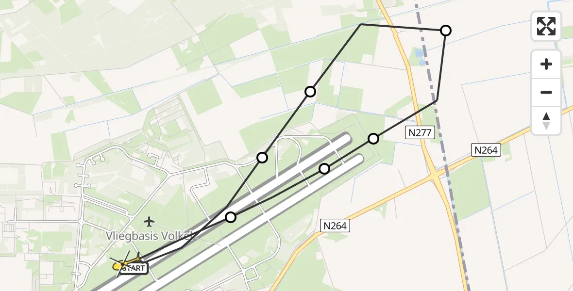 Routekaart van de vlucht: Lifeliner 3 naar Vliegbasis Volkel, Zeelandsedijk