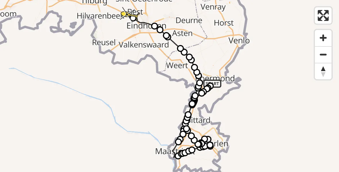 Routekaart van de vlucht: Politieheli naar Oirschot, Berkenallee