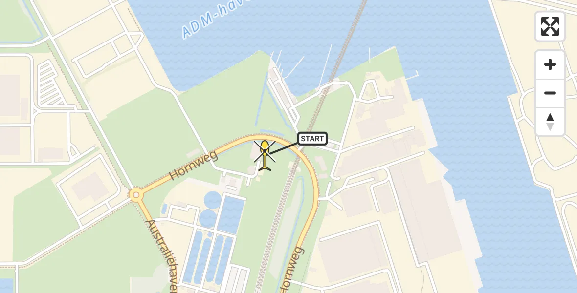 Routekaart van de vlucht: Lifeliner 1 naar Amsterdam Heliport, Hornweg