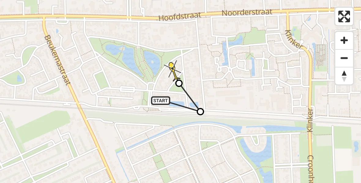 Routekaart van de vlucht: Lifeliner 4 naar Hoogezand, Kerslaan