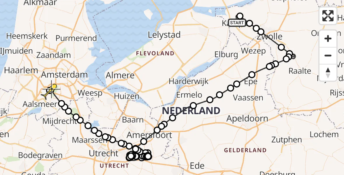 Routekaart van de vlucht: Politiehelikopter naar Schiphol, Pijperstaart