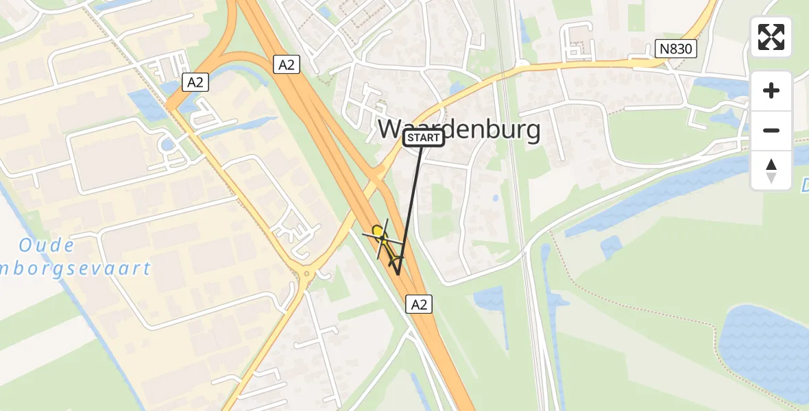 Routekaart van de vlucht: Lifeliner 3 naar Waardenburg