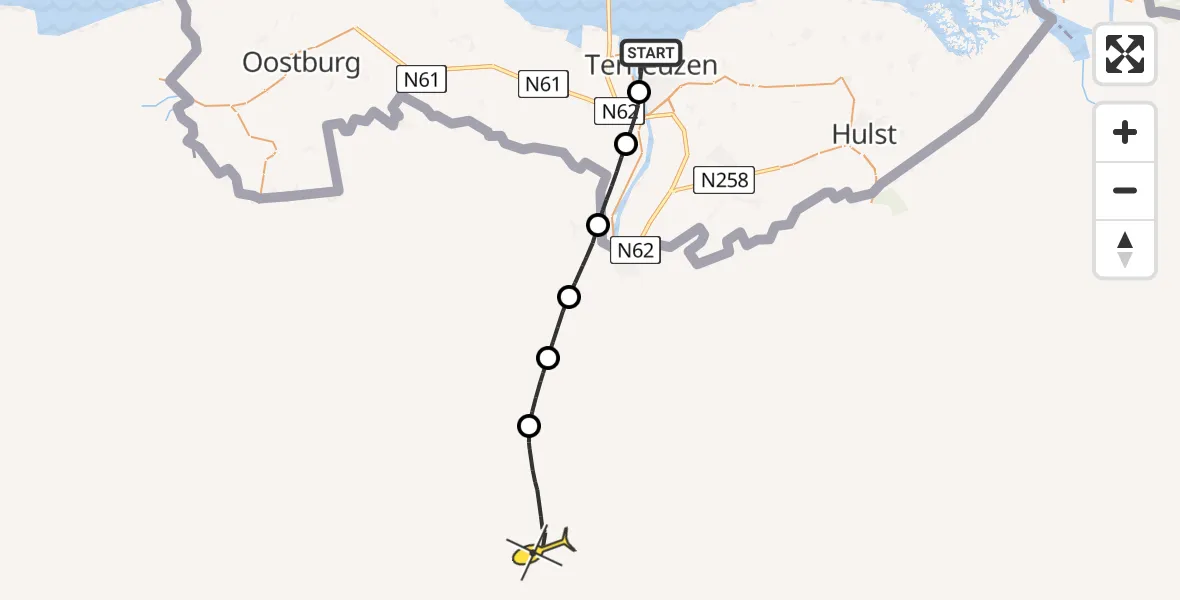 Routekaart van de vlucht: Lifeliner 2 naar Korenbloemstraat