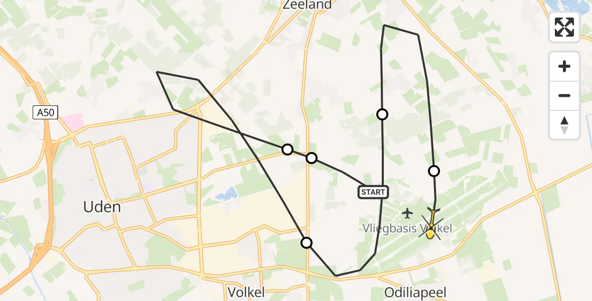 Routekaart van de vlucht: Lifeliner 3 naar Vliegbasis Volkel, Millsebaan