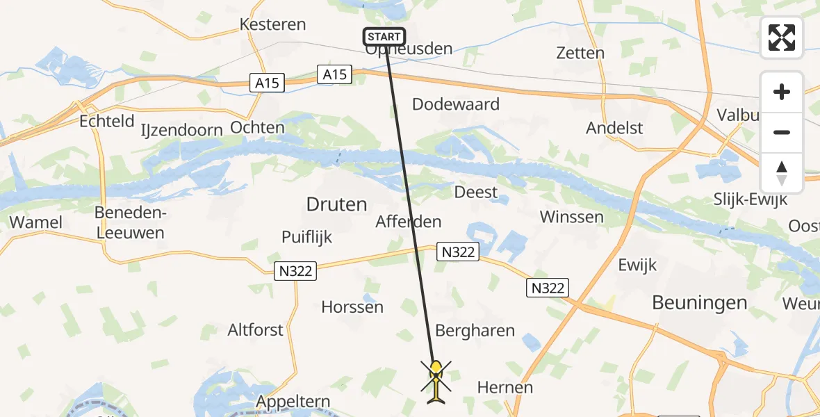 Routekaart van de vlucht: Lifeliner 3 naar Hernen, Schaarsestraat