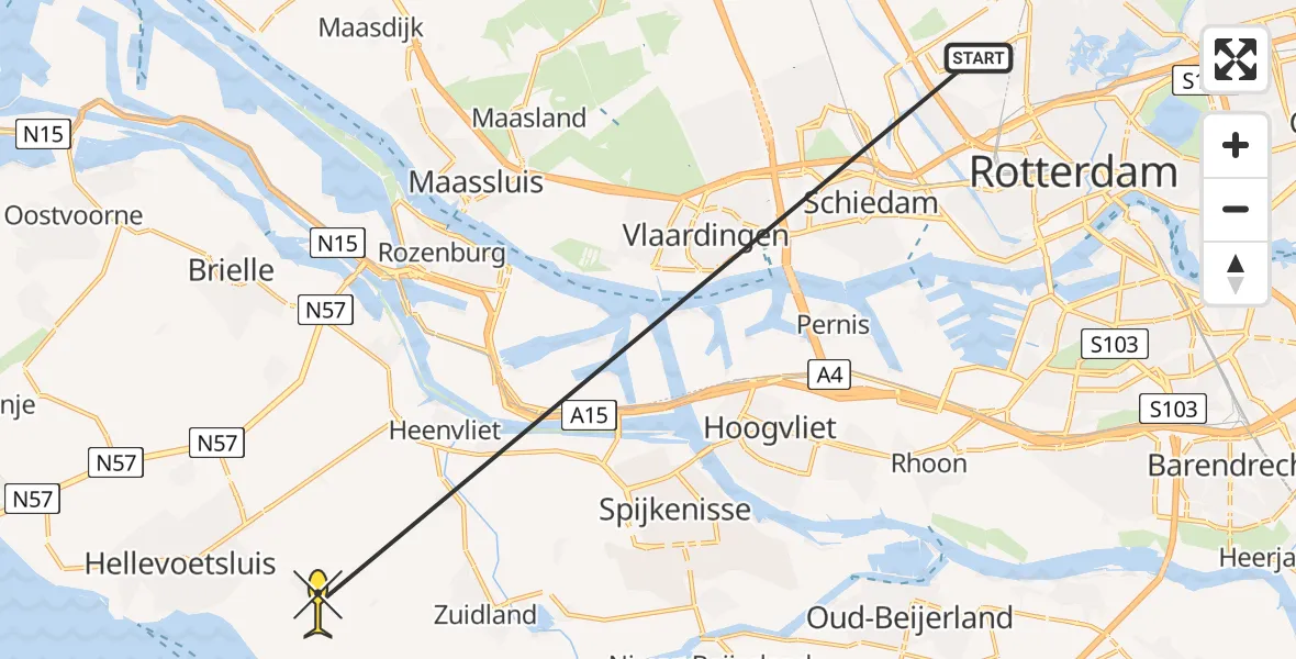Routekaart van de vlucht: Lifeliner 2 naar Oudenhoorn, Eeweg