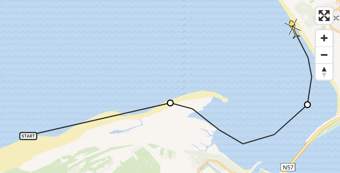 Routekaart van de vlucht: Politieheli naar Rockanje, Meester Snijderweg