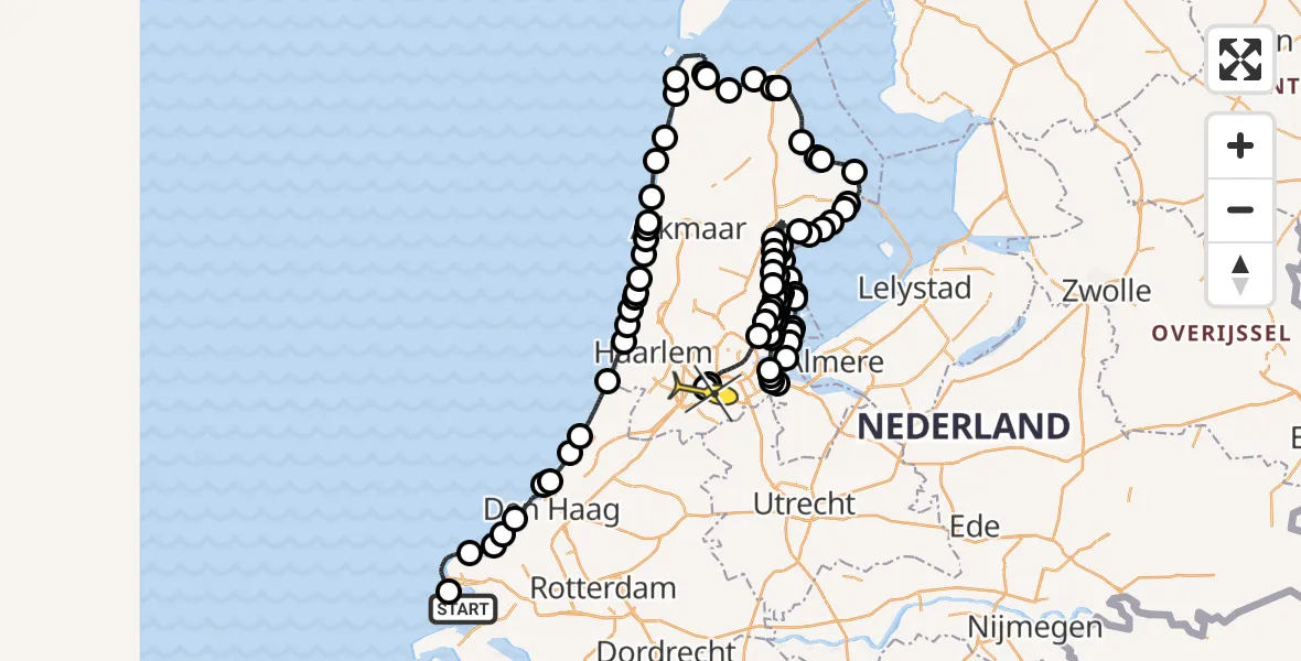 Routekaart van de vlucht: Politieheli naar Schiphol, Noorderhoofd