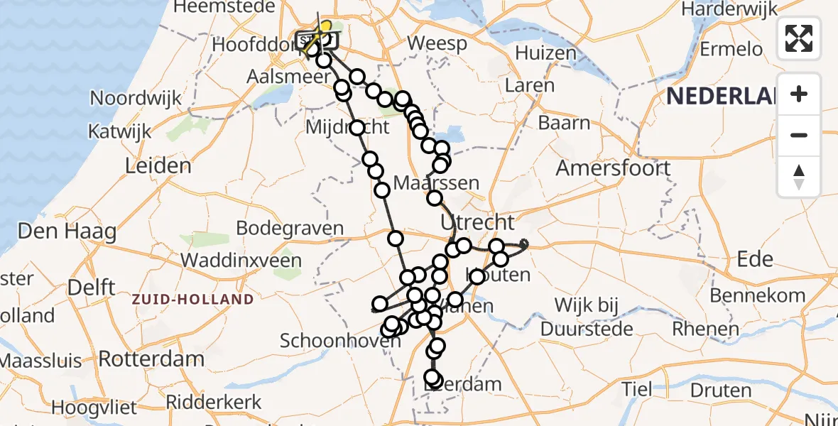 Routekaart van de vlucht: Politieheli naar Schiphol, Goede Ree