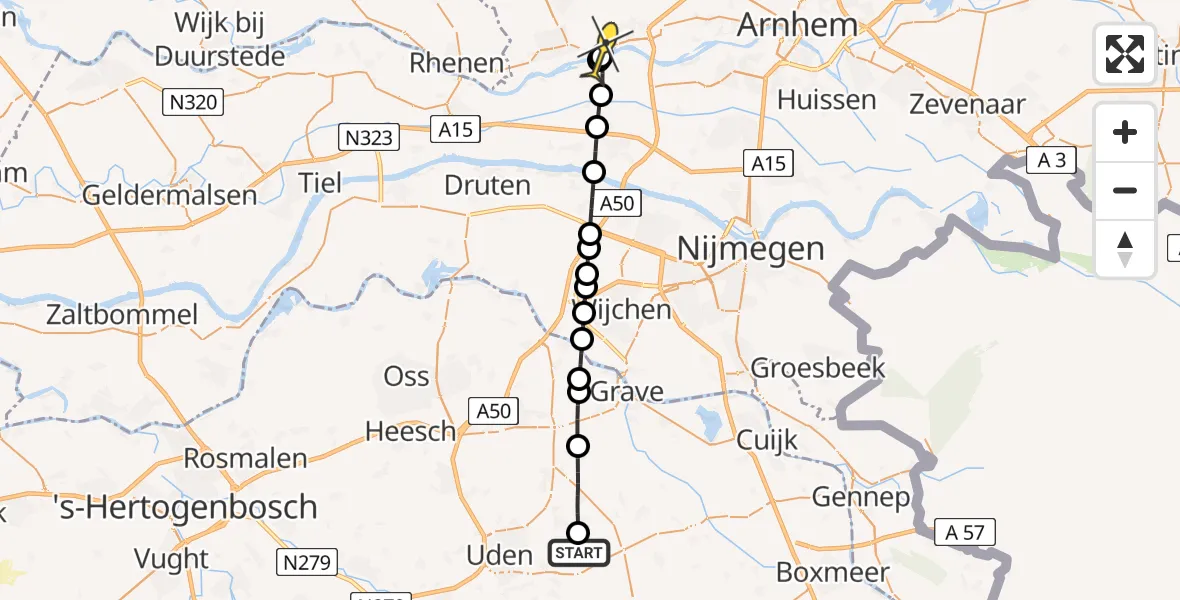 Routekaart van de vlucht: Lifeliner 3 naar Renkum, Trentse Bossen