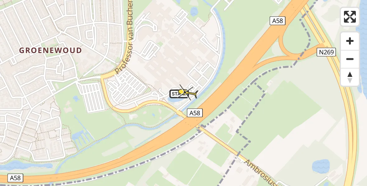 Routekaart van de vlucht: Lifeliner 3 naar Tilburg, Leijweg