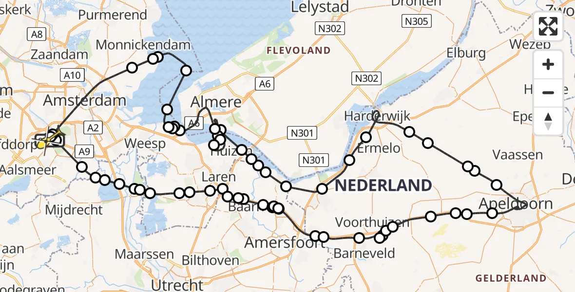 Routekaart van de vlucht: Politieheli naar Schiphol, Nieuwe Meerlaan