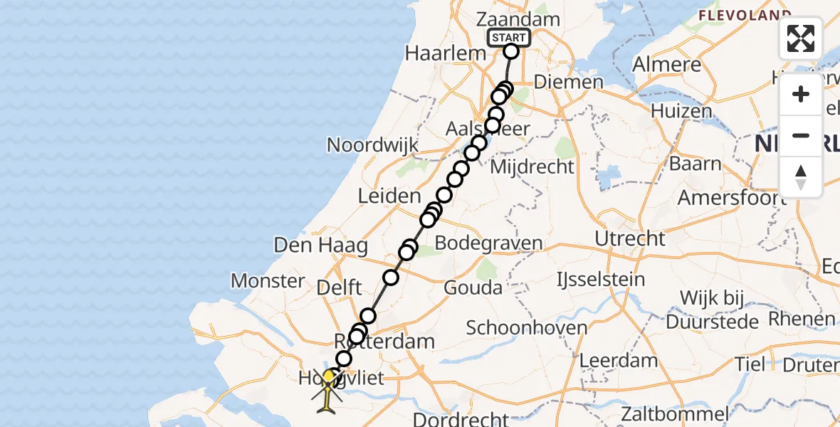 Routekaart van de vlucht: Lifeliner 1 naar Spijkenisse, Westhaven