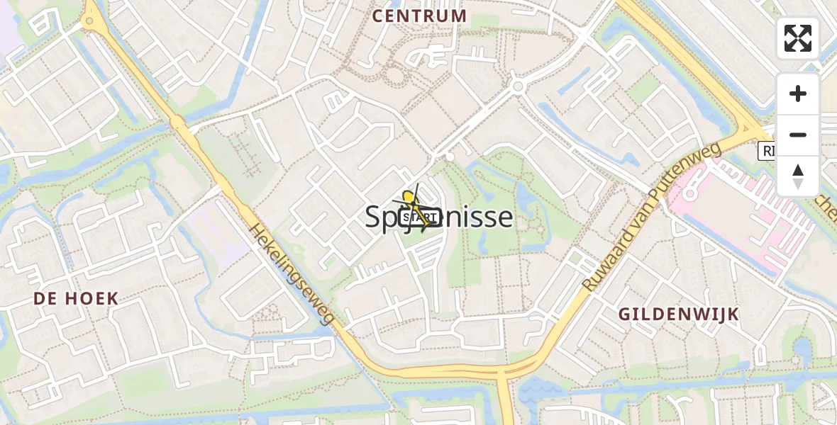 Routekaart van de vlucht: Lifeliner 1 naar Spijkenisse, Parkeerterrein Breestraat