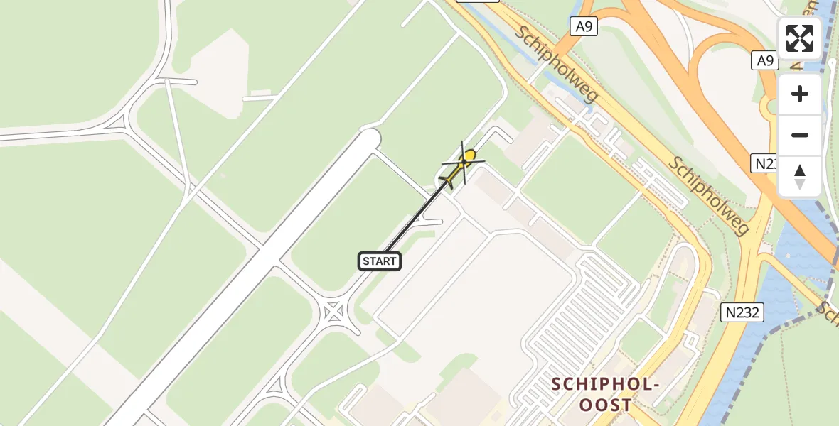 Vluchtroute Politiehelikopter van Schiphol naar Schiphol