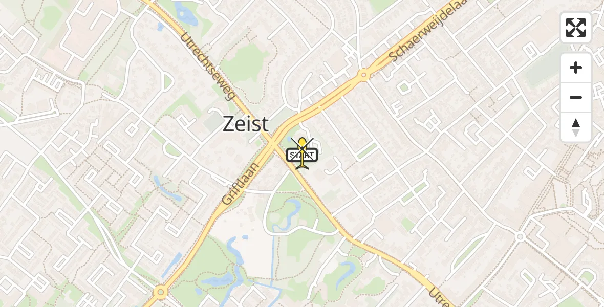 Routekaart van de vlucht: Lifeliner 1 naar Zeist, Utrechtseweg