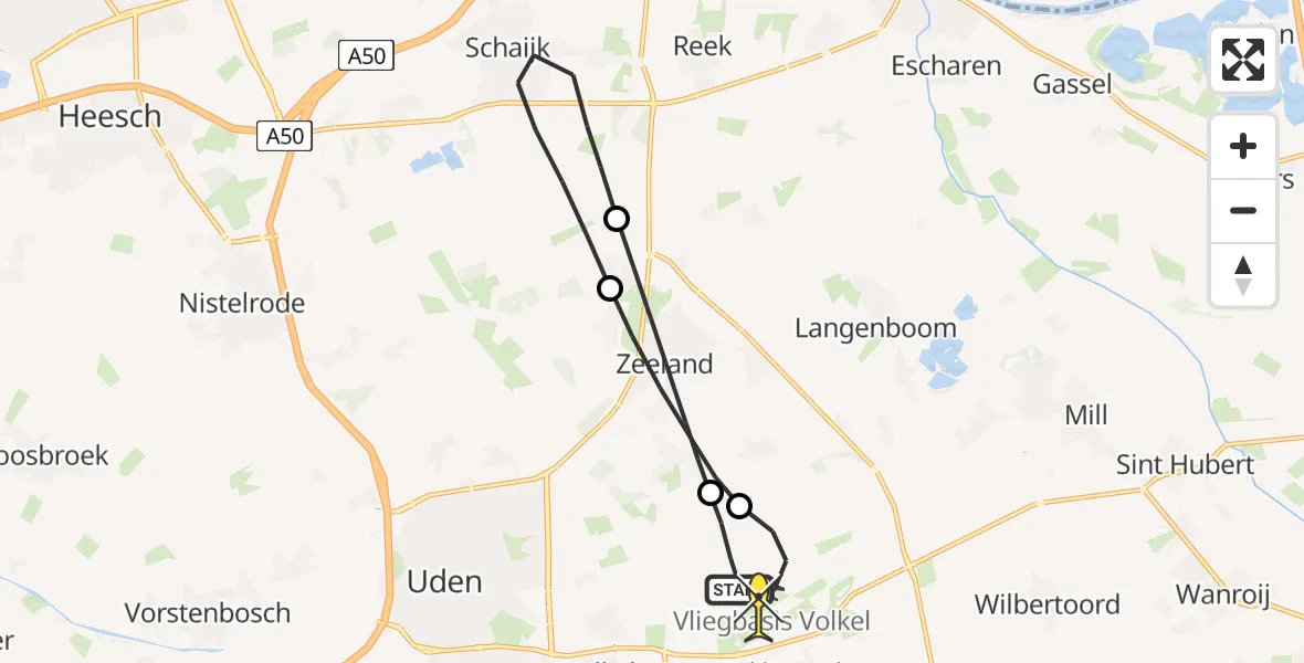 Routekaart van de vlucht: Lifeliner 3 naar Vliegbasis Volkel, Bovenste Trent