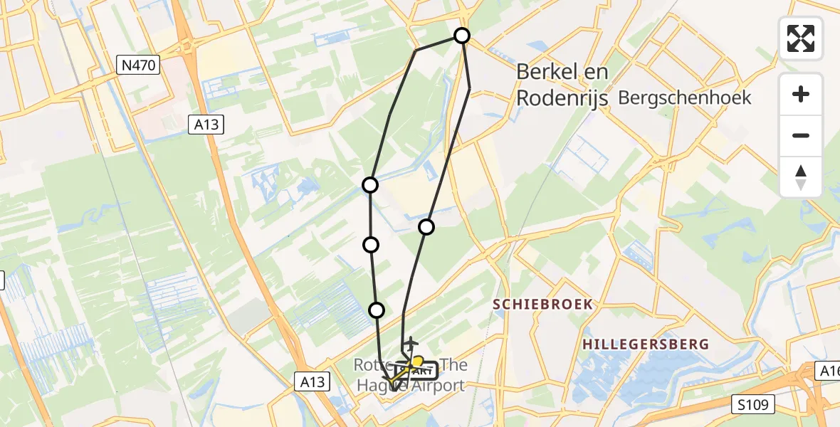 Routekaart van de vlucht: Lifeliner 2 naar Rotterdam The Hague Airport, Oude Bovendijk