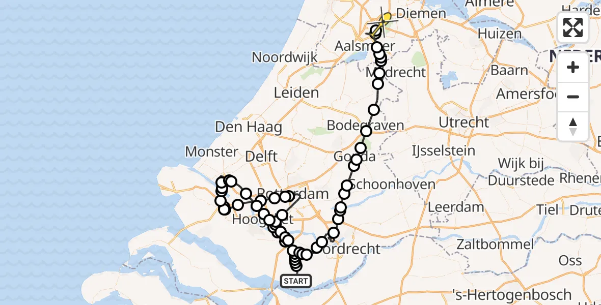 Routekaart van de vlucht: Politiehelikopter naar Schiphol, Eerste Dwarsweg