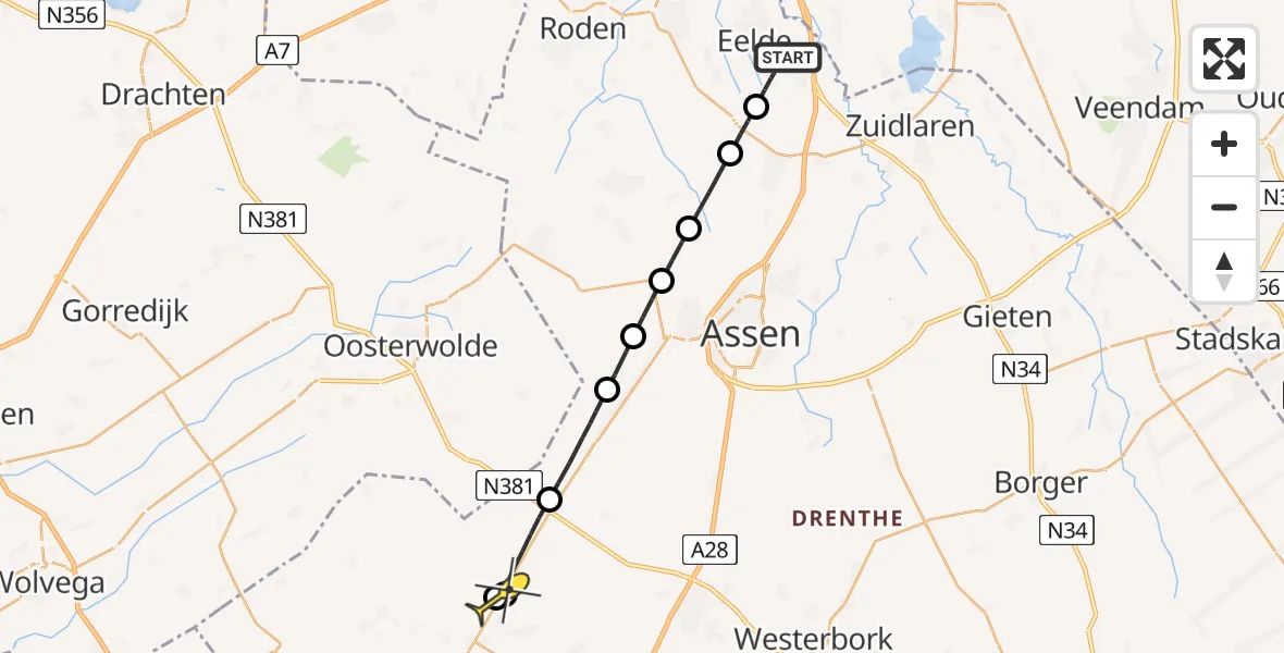 Routekaart van de vlucht: Lifeliner 4 naar Geeuwenbrug, Vissersweg