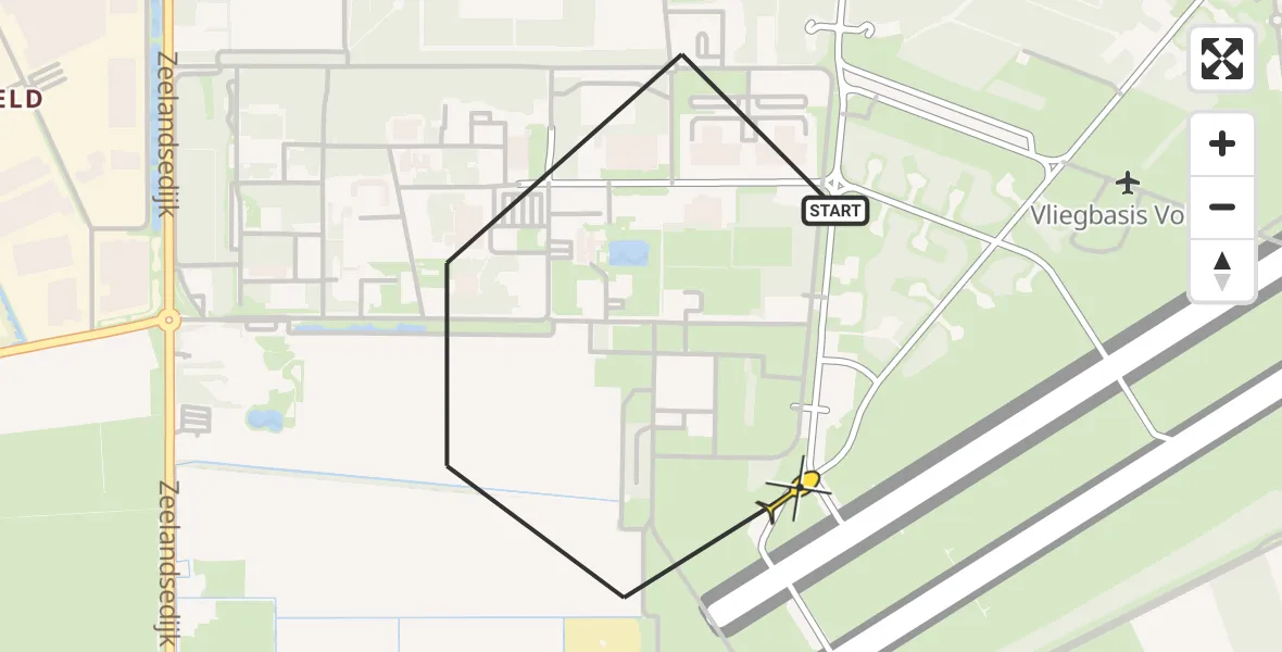 Routekaart van de vlucht: Lifeliner 3 naar Vliegbasis Volkel, Zeelandsedijk