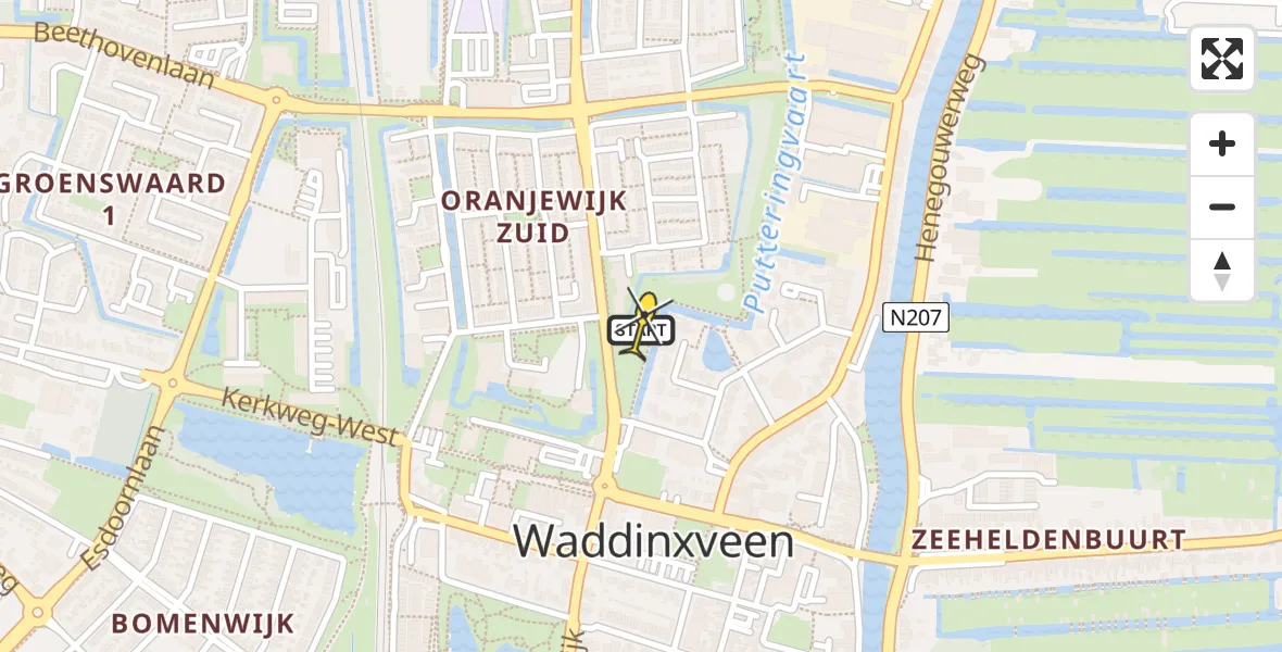 Routekaart van de vlucht: Lifeliner 2 naar Waddinxveen, Juliana van Stolberglaan