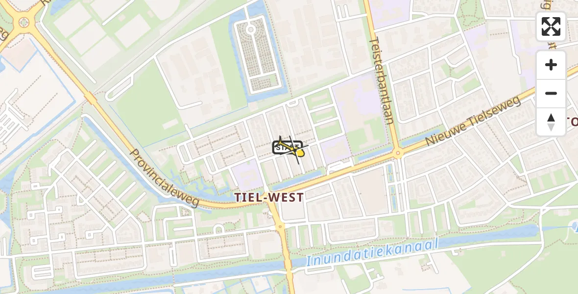 Routekaart van de vlucht: Lifeliner 3 naar Tiel, Maurikstraat