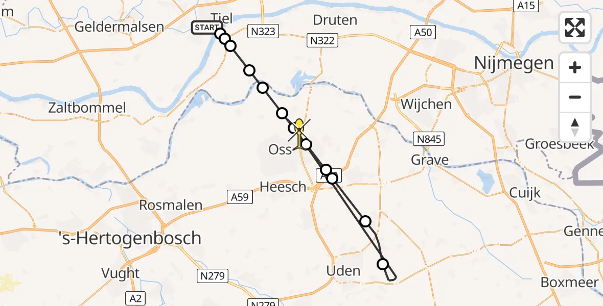 Routekaart van de vlucht: Lifeliner 3 naar Oss, Ophemertsedijk