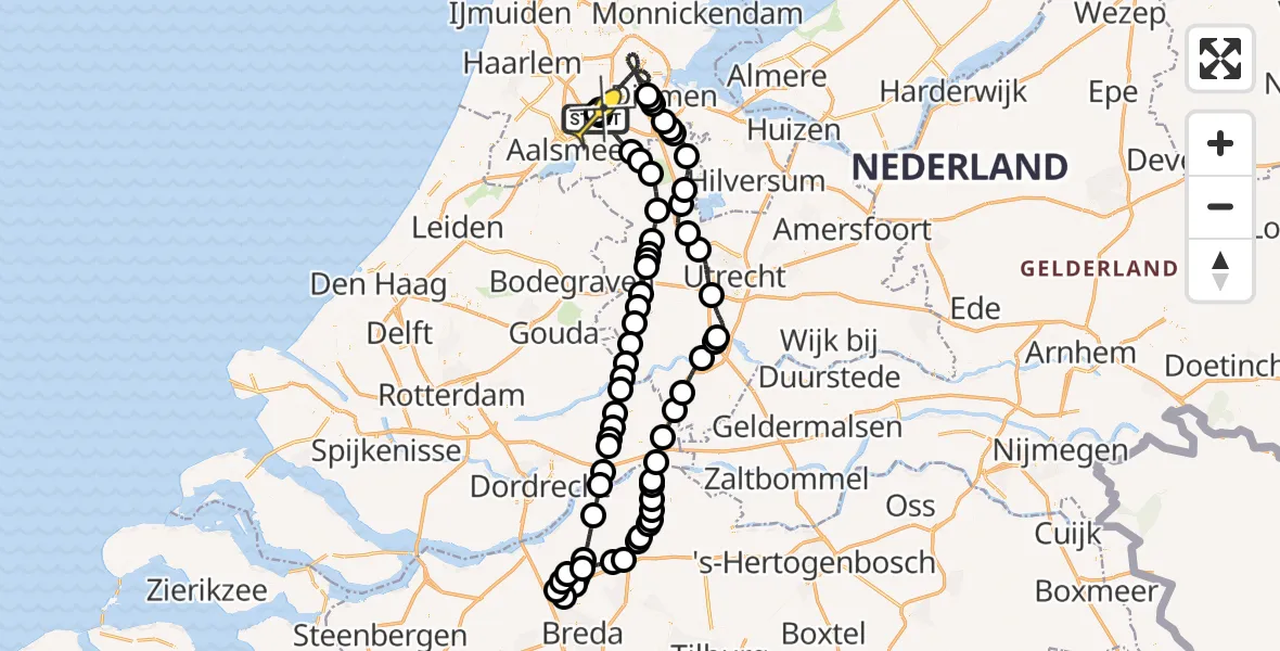 Vluchtroute Politiehelikopter van Schiphol naar Schiphol
