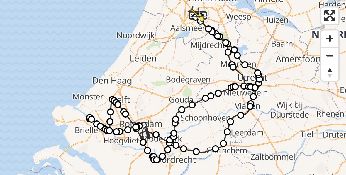Routekaart van de vlucht: Politiehelikopter naar Schiphol, Schipholweg