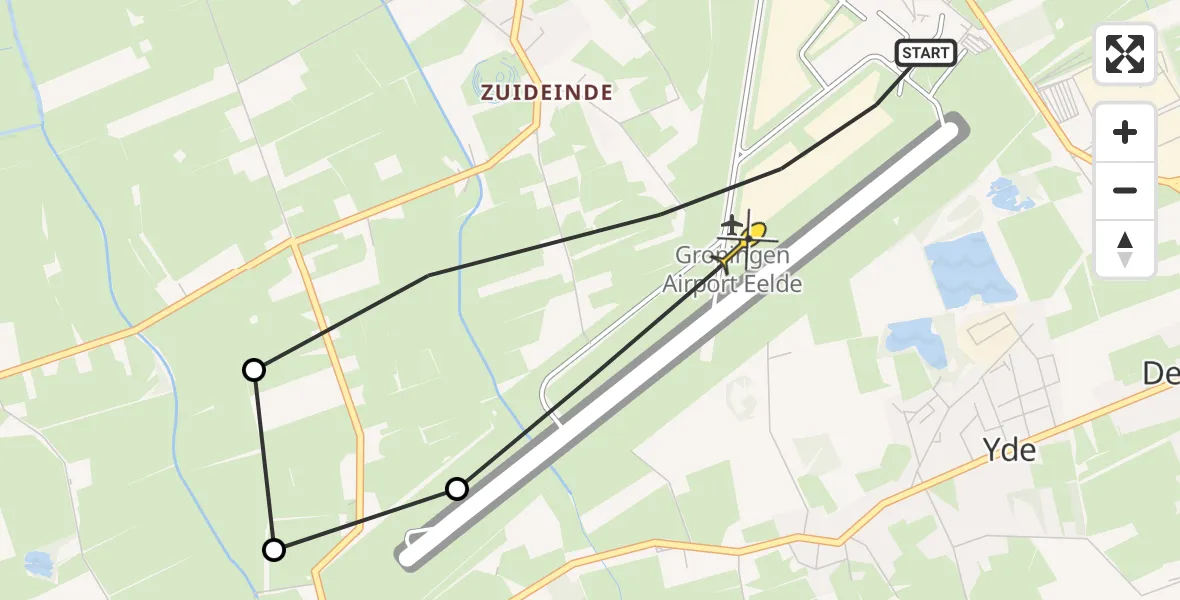 Routekaart van de vlucht: Lifeliner 4 naar Groningen Airport Eelde, Veldkampweg