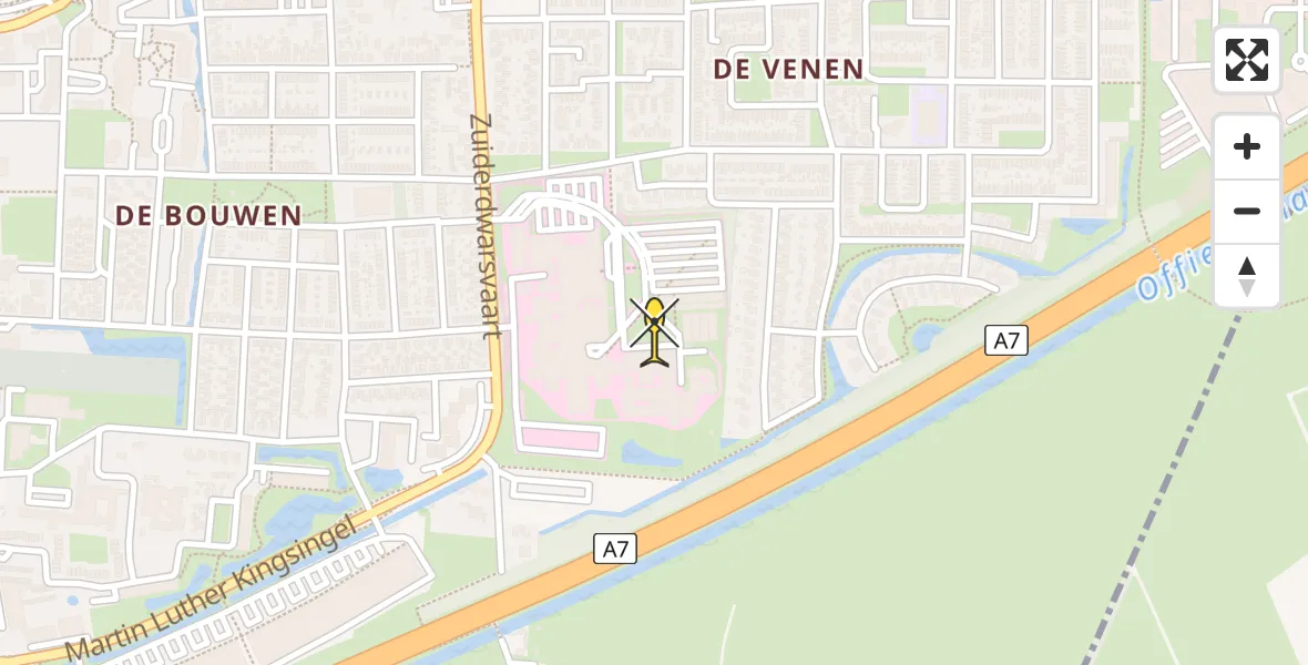 Routekaart van de vlucht: Ambulanceheli naar Drachten