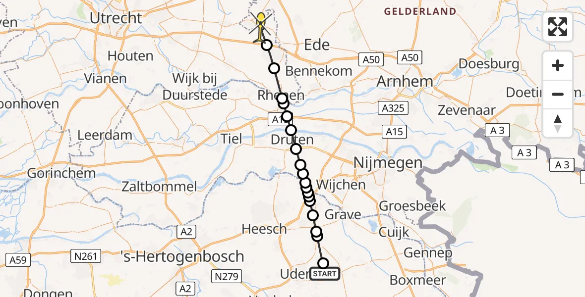 Routekaart van de vlucht: Lifeliner 3 naar Renswoude, Millsebaan