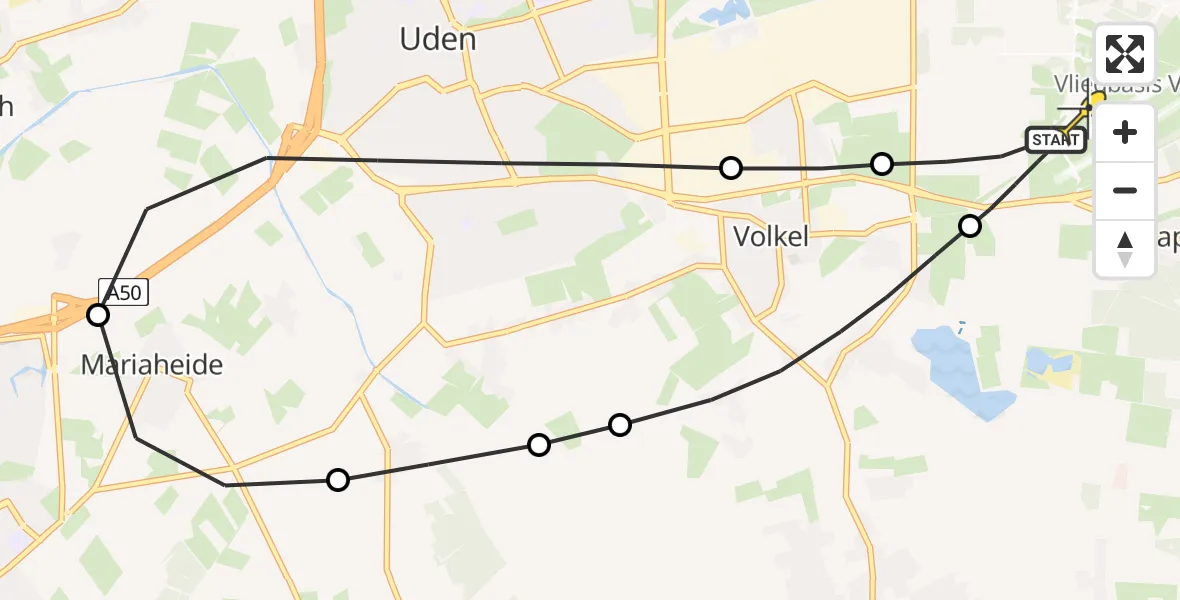 Routekaart van de vlucht: Lifeliner 3 naar Vliegbasis Volkel, Zonnepark Hoogveld Zuid