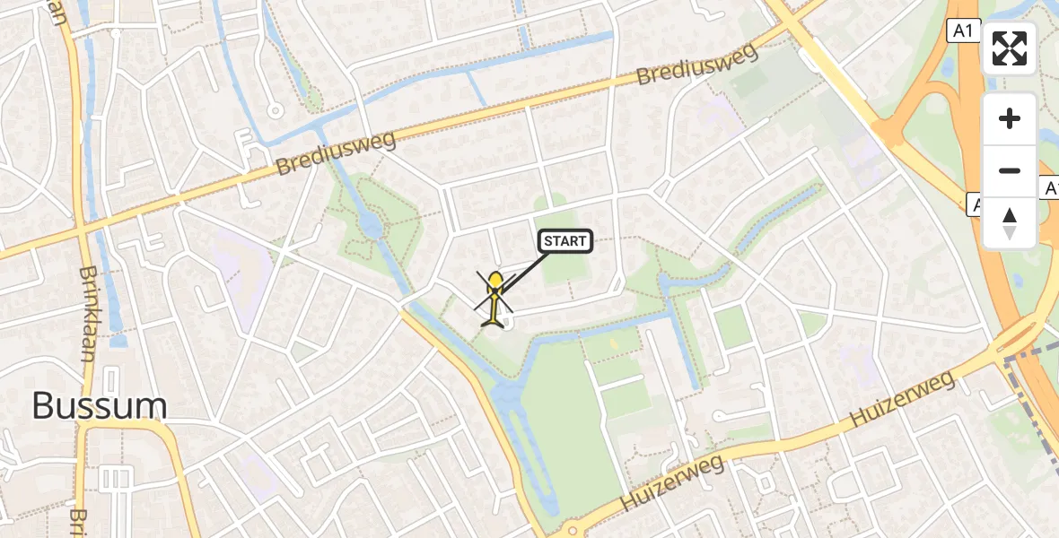 Routekaart van de vlucht: Lifeliner 1 naar Bussum, Isaäc da Costalaan