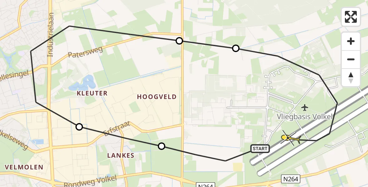 Routekaart van de vlucht: Lifeliner 3 naar Vliegbasis Volkel, Zeelandsedijk
